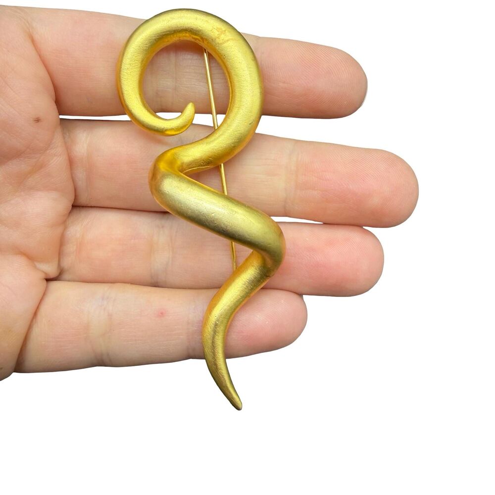 Vintage Gold tone Twisted Rod Brooch Swirling Pin Abstract Jewelry
